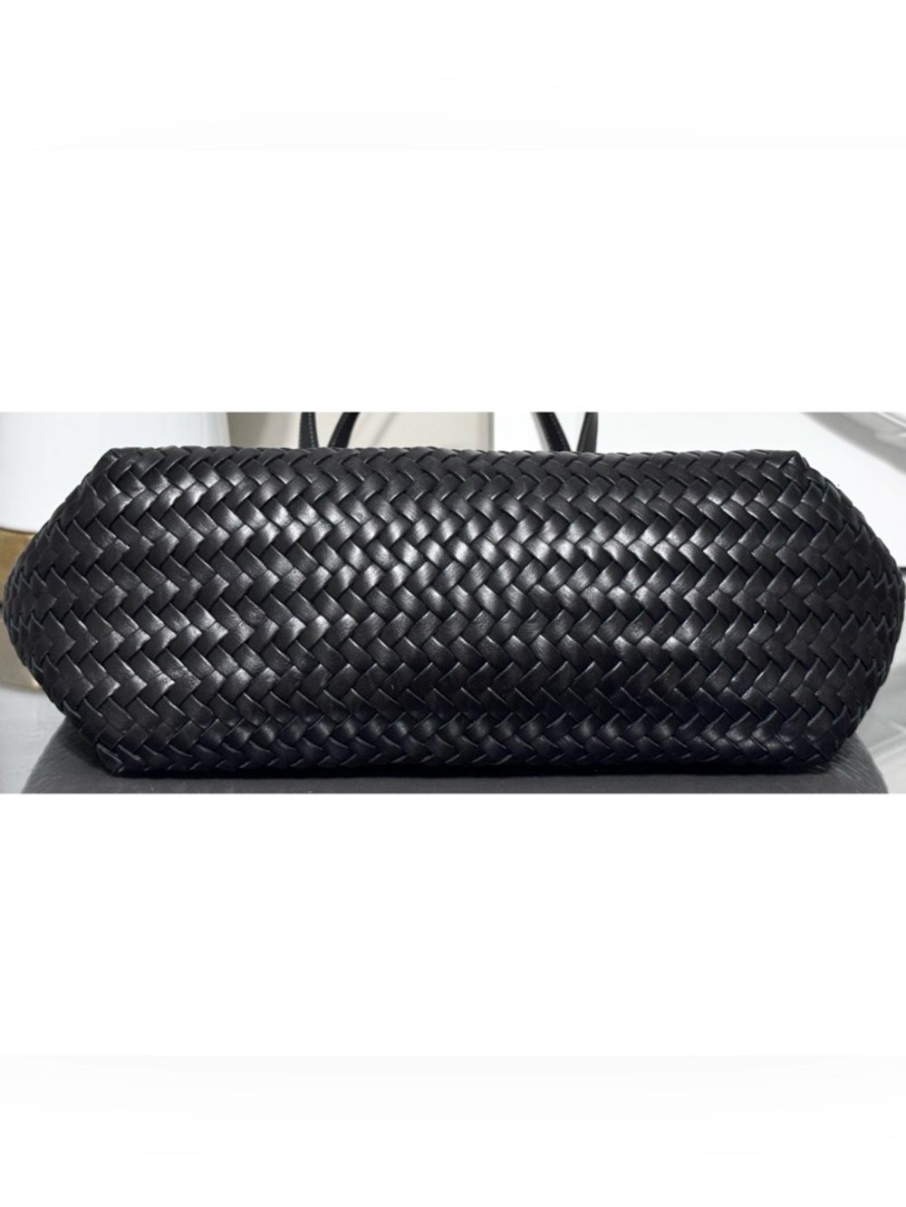 COACH Woven Leather Swing Tote Bag, BLACK/ GOLD - Picture 8 of 11